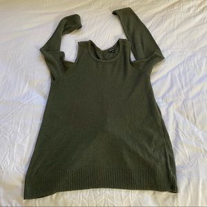 Cold shoulder sweater with crisscross back